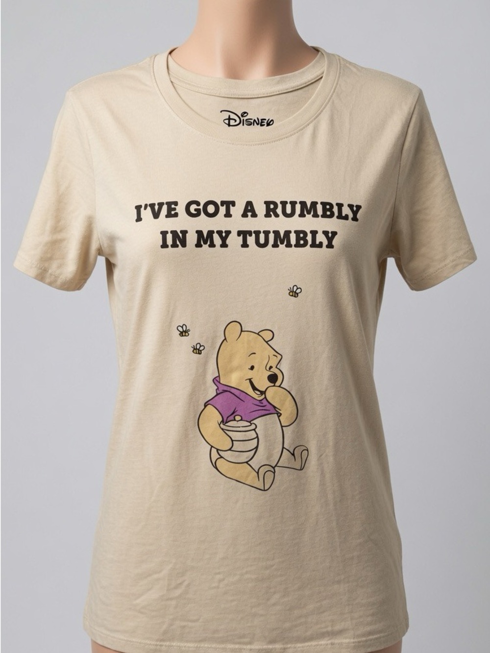 Disney Winnie The Pooh Rumbly In My Tumbly Graphic Tee XL 16/18 Cream T-Shirt